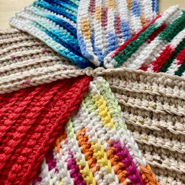 Hand Crocheted Ribbed Cotton Scrubbies