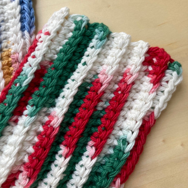 Hand Crocheted Ribbed Cotton Scrubbies