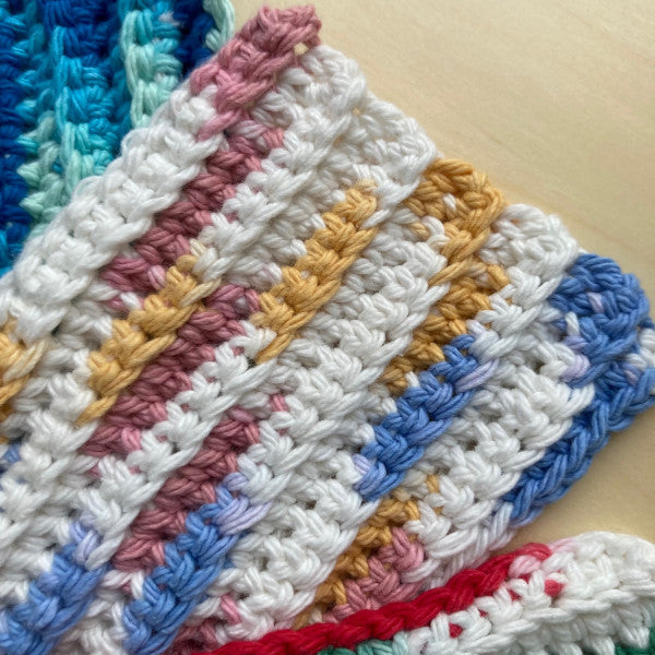 Hand Crocheted Ribbed Cotton Scrubbies
