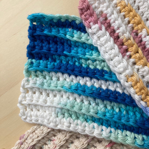 Hand Crocheted Ribbed Cotton Scrubbies