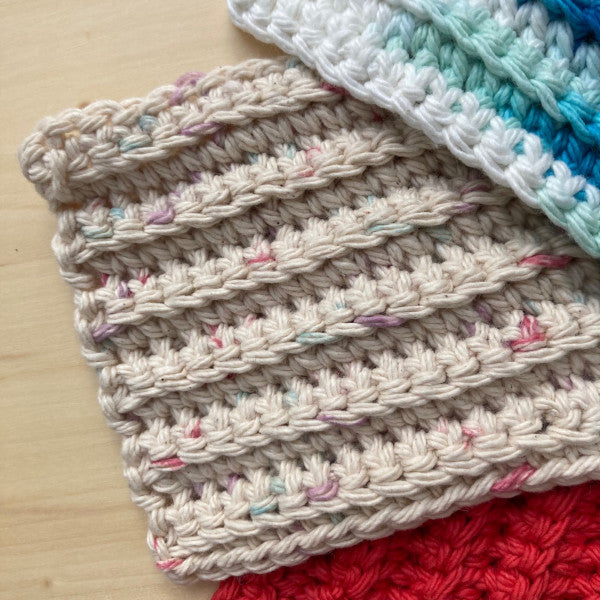 Hand Crocheted Ribbed Cotton Scrubbies