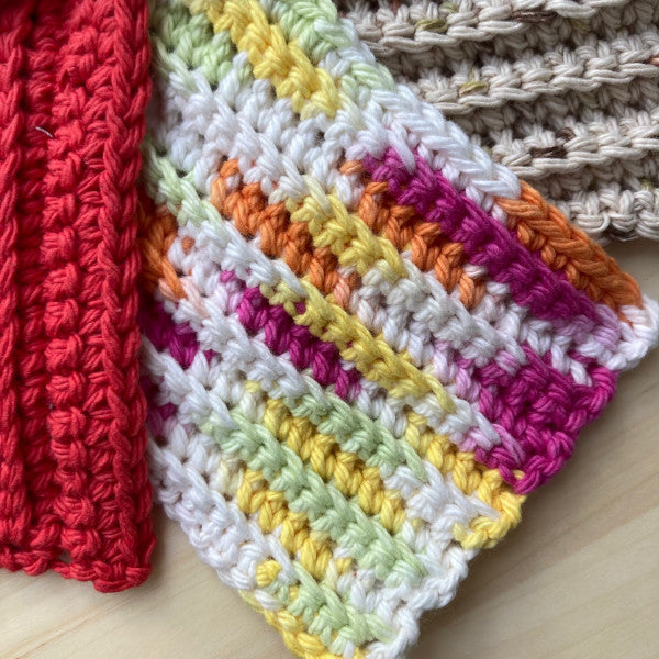 Hand Crocheted Ribbed Cotton Scrubbies