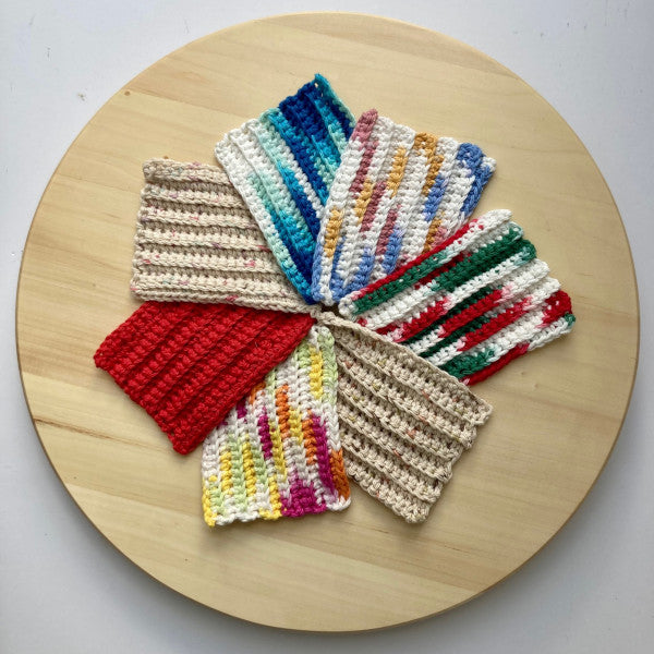 Hand Crocheted Ribbed Cotton Scrubbies