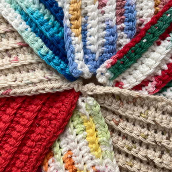 Hand Crocheted Ribbed Cotton Scrubbies
