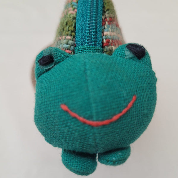 "Croak Croak" beady eyed emerald green frog purse