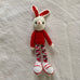 Adorable Long stripy legged,  Big eared, Huge boots, hand crochet Bunny. Best sellers