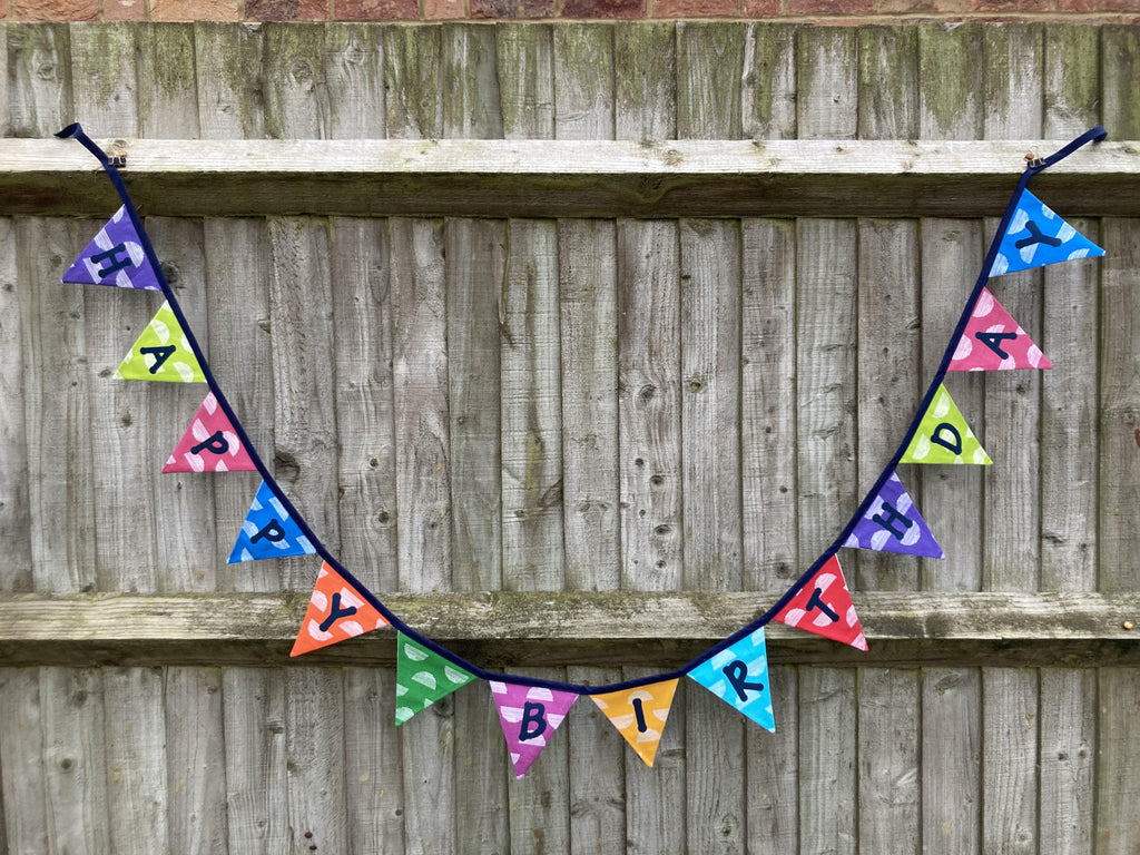100% cotton handmade birthday bunting in gorgeous bright colours!