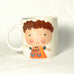 Brown hair boy hand painted mug