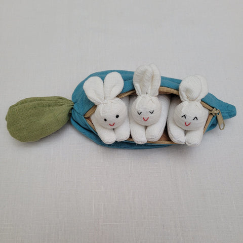 White Bunnies in a Blue Carrot